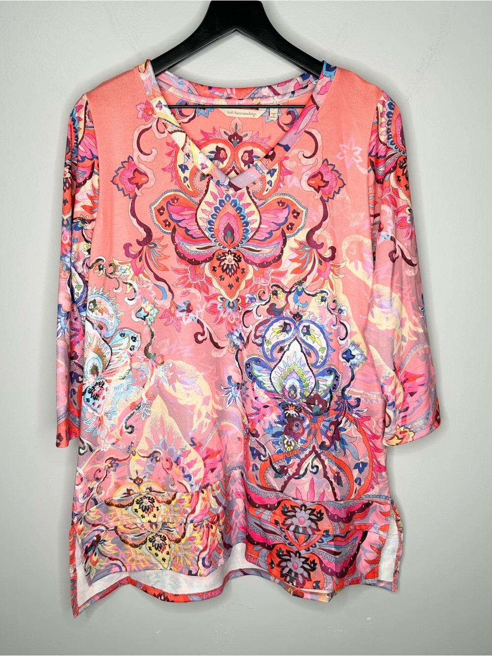 Soft Surroundings Reyes Floral Print Knit Tunic Size L NWT